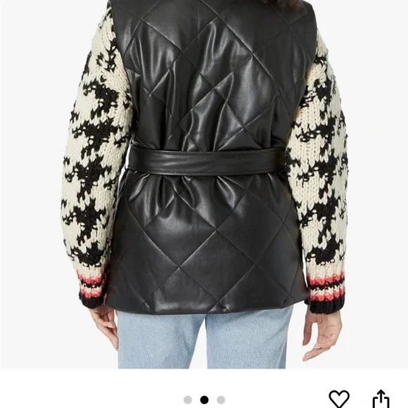NWT BLANK NYC faux leather puffer vest ,zip front, pockets and optional belt
